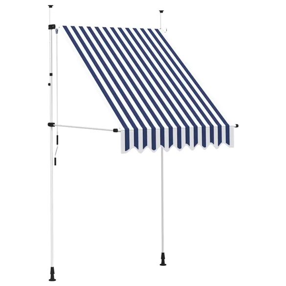 Copertină Retractabilă Manual 150cm - Dungi Albastru Alb