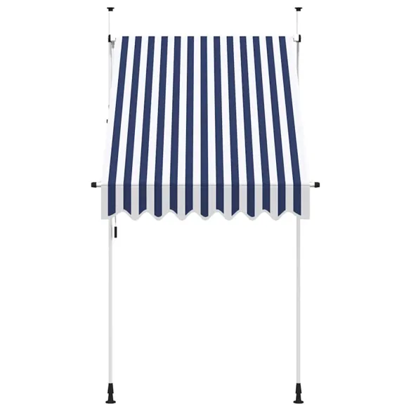 Copertină Retractabilă Manual 150cm - Dungi Albastru Alb