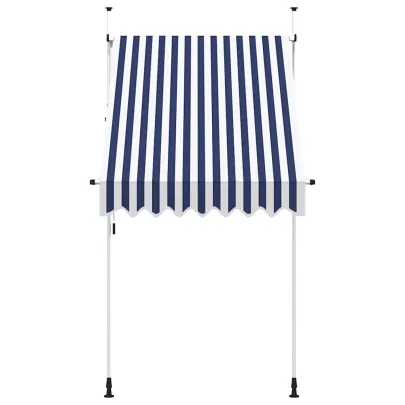 Copertină Retractabilă Manual 150cm - Dungi Albastru Alb