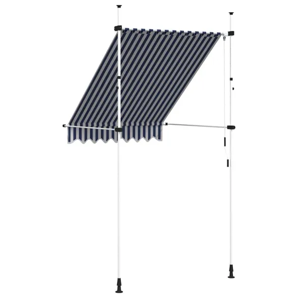 Copertină Retractabilă Manual 150cm - Dungi Albastru Alb