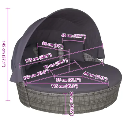 Set Mobilier Exterior 4 Piese cu Perne - Gri - Poliratan