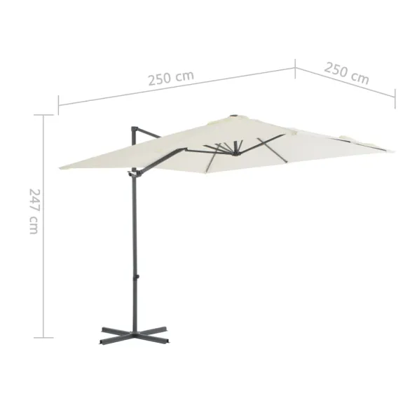 Umbrelă în Consolă cu Stâlp Oțel - 250x250 cm | Livrare Gratuită