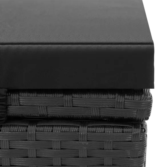 Șezlong Dublu cu Pernă - Negru - Poliratan | Livrare Gratuită