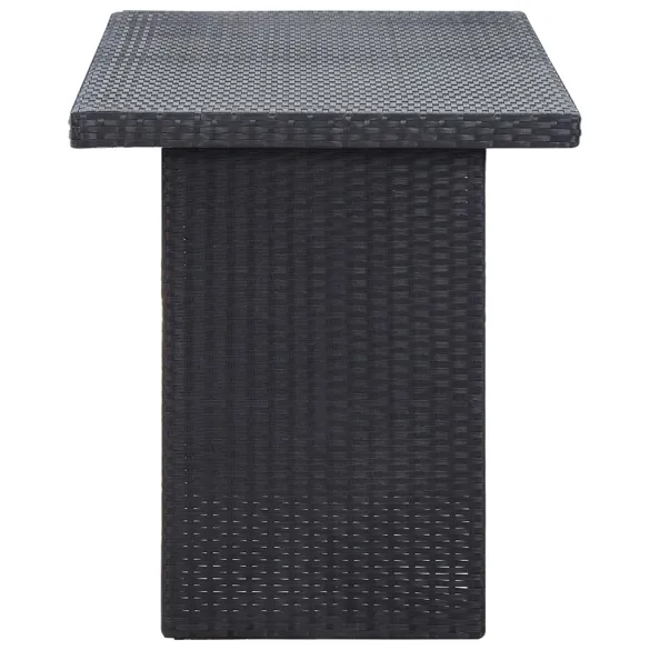 Masă Grădină Negru Ratan Poliester | Livrare Gratuită