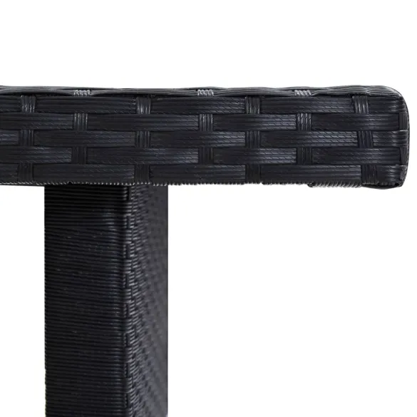 Masă Grădină Negru Ratan Poliester | Livrare Gratuită