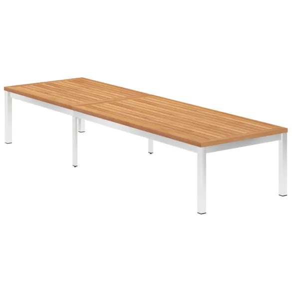 Șezlong Lemn de Tec - Oțel Inoxidabil | Livrare Gratuită