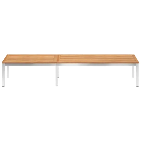 Șezlong Lemn de Tec - Oțel Inoxidabil | Livrare Gratuită