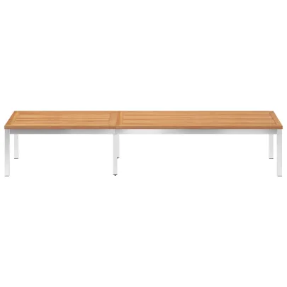 Șezlong Lemn de Tec - Oțel Inoxidabil | Livrare Gratuită