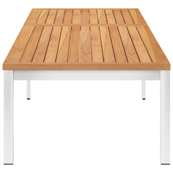 Șezlong Lemn de Tec - Oțel Inoxidabil | Livrare Gratuită