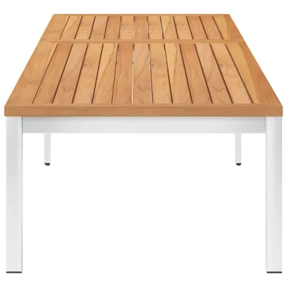 Șezlong Lemn de Tec - Oțel Inoxidabil | Livrare Gratuită