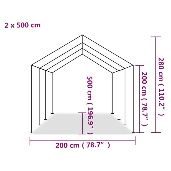 Cort de petrecere - alb - 2 x 5 m - PE