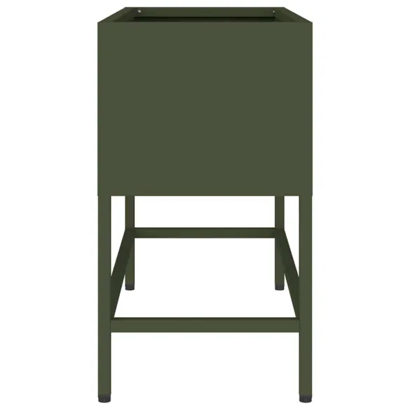 Ghiveci Ridicat Metal Olivengrønn 60x26x45 cm - Livrare Gratuită