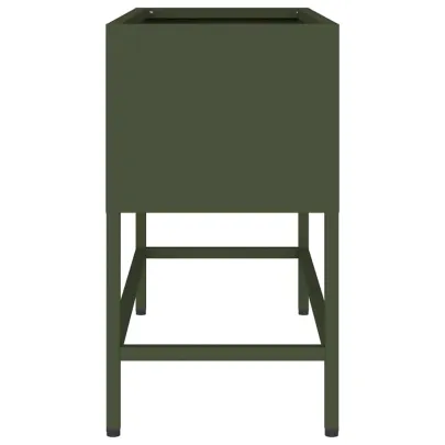 Ghiveci Ridicat Metal Olivengrønn 60x26x45 cm - Livrare Gratuită