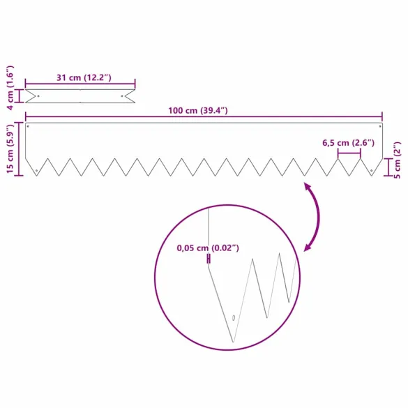 Borduri Gazon Oțel 20 buc | Livrare Gratuită