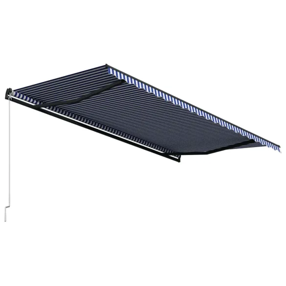 Copertină Retractabilă Manuală 5x3m - Albastru și Alb