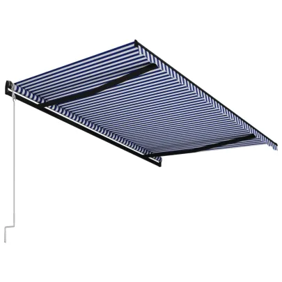 Copertină Automată Retractabilă 4x3m - Albastru/Alb | Livrare Gratuită