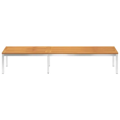 Șezlong cu Pernă - Lemn Acacia Masiv și Oțel Inoxidabil