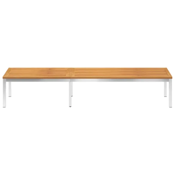 Șezlong cu Pernă - Lemn Acacia, Oțel Inoxidabil | Livrare Gratuită