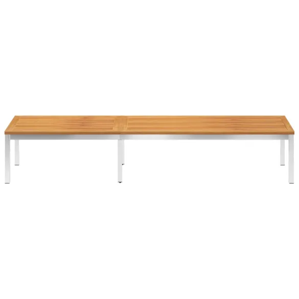 Șezlong cu Pernă - Lemn Acacia Masiv și Oțel Inoxidabil