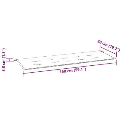 Bancă grădină lemn tec cu pernă gri - 150 cm | Livrare gratuită