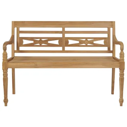 Bancă grădină din lemn de tec cu pernă albastră - 150 cm
