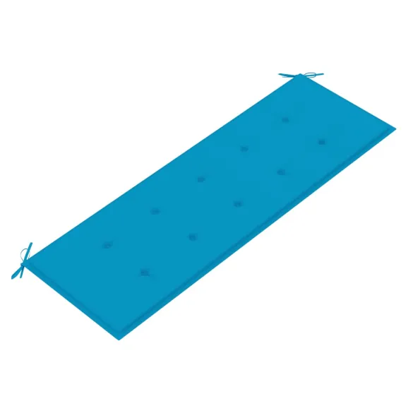 Bancă grădină din lemn de tec cu pernă albastră - 150 cm