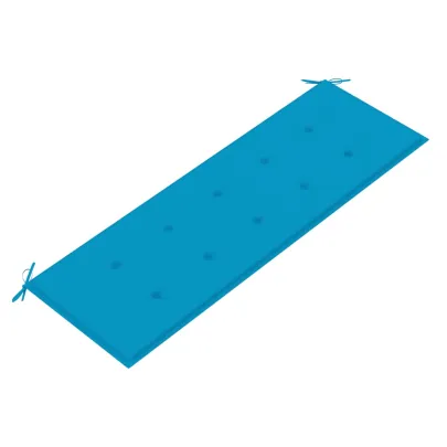 Bancă grădină din lemn de tec cu pernă albastră - 150 cm
