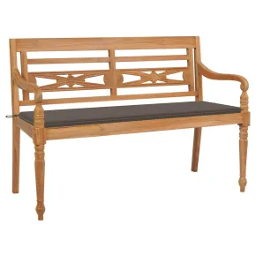 Bancă grădină lemn tec cu pernă gri taupe - 150 cm