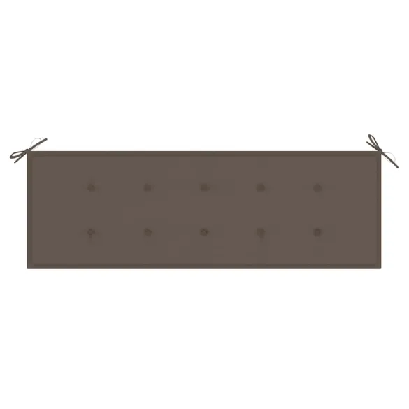 Bancă grădină lemn tec cu pernă gri taupe - 150 cm