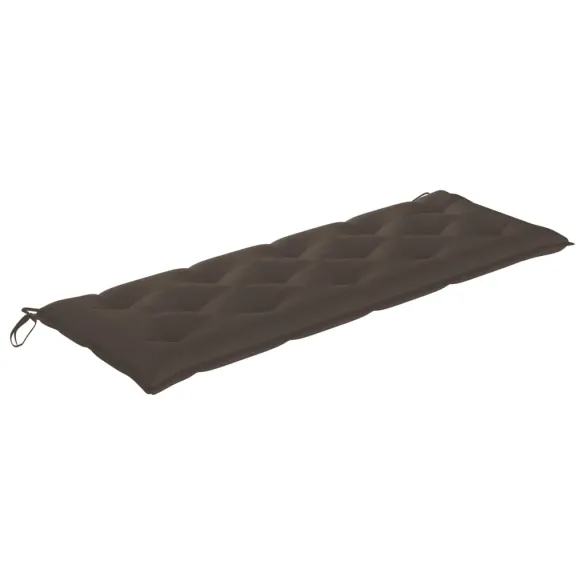 Bancă grădină lemn tec cu pernă gri taupe - 150 cm