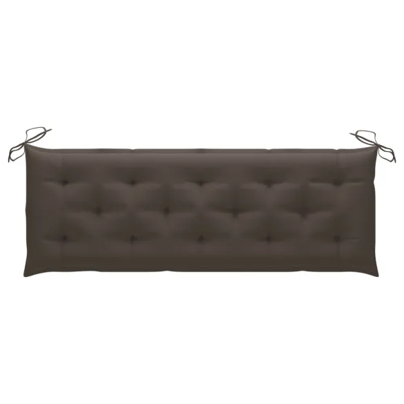 Bancă grădină lemn tec cu pernă gri taupe - 150 cm