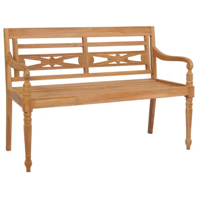 Bancă grădină lemn tec cu pernă gri taupe - 150 cm