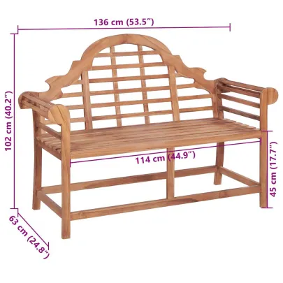 Bancă Grădină Lemn Tec cu Pernă Verde - Livrare Gratuită