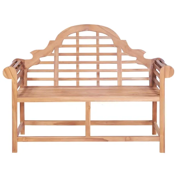 Bancă Grădină Lemn Tec cu Pernă Neagră - 120 cm