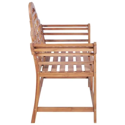 Bancă Grădină Lemn Tec cu Pernă Neagră - 120 cm