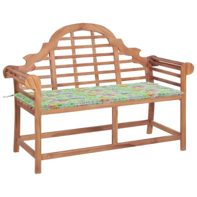 Bancă Grădină Lemn Tec cu Pernă Model Frunze - 120 cm