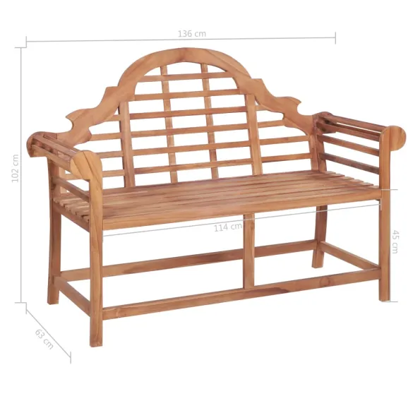 Bancă Grădină Lemn Tec cu Pernă Model Frunze - 120 cm
