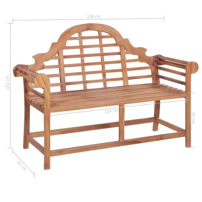 Bancă Grădină Lemn Tec cu Pernă Model Frunze - 120 cm