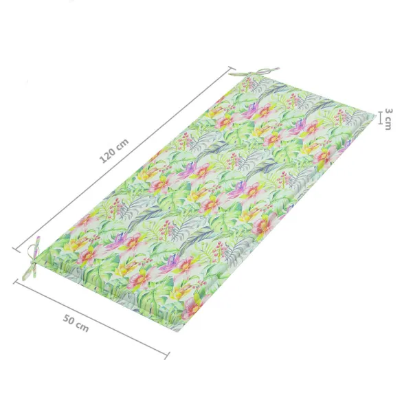 Bancă Grădină Lemn Tec cu Pernă Model Frunze - 120 cm