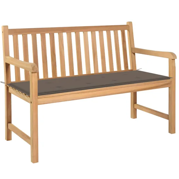 Bancă Grădină Lemn Tec cu Pernă - 120 cm | Livrare Gratuită