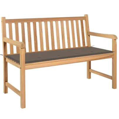 Bancă Grădină Lemn Tec cu Pernă - 120 cm | Livrare Gratuită