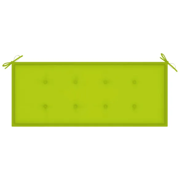 Bancă Grădină Lemn Tec cu Pernă Verde | Livrare Gratuită