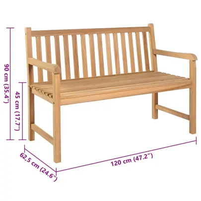 Bancă Grădină Lemn Tec cu Pernă Verde | Livrare Gratuită