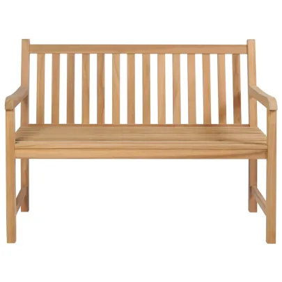 Bancă grădină lemn tec cu pernă roșie - 120 cm