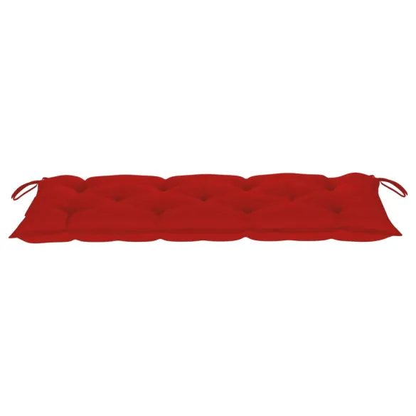 Bancă grădină lemn tec cu pernă roșie - 120 cm