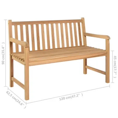 Bancă grădină lemn tec cu pernă roșie - 120 cm