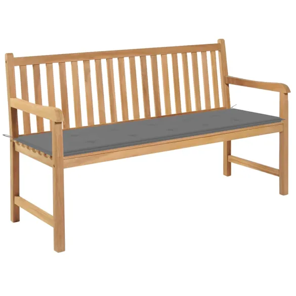 Bancă Grădină Lemn Masiv Tec cu Pernă - 150 cm