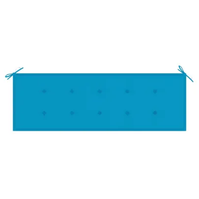 Bancă Grădină Lemn Tec cu Pernă Albastră - 150 cm
