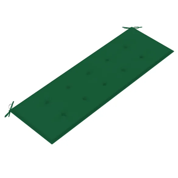 Bancă Grădină Lemn Masiv Tec cu Pernă Verde 150 cm