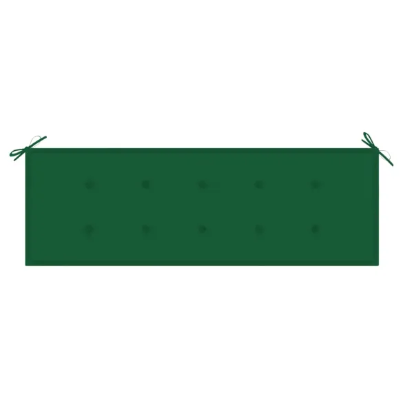 Bancă Grădină Lemn Masiv Tec cu Pernă Verde 150 cm